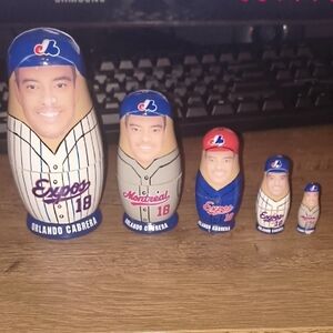 Rare 2003 Montreal Expos Orlando Cabrera Nesting Dolls Set (SGA) - Complete 5pc